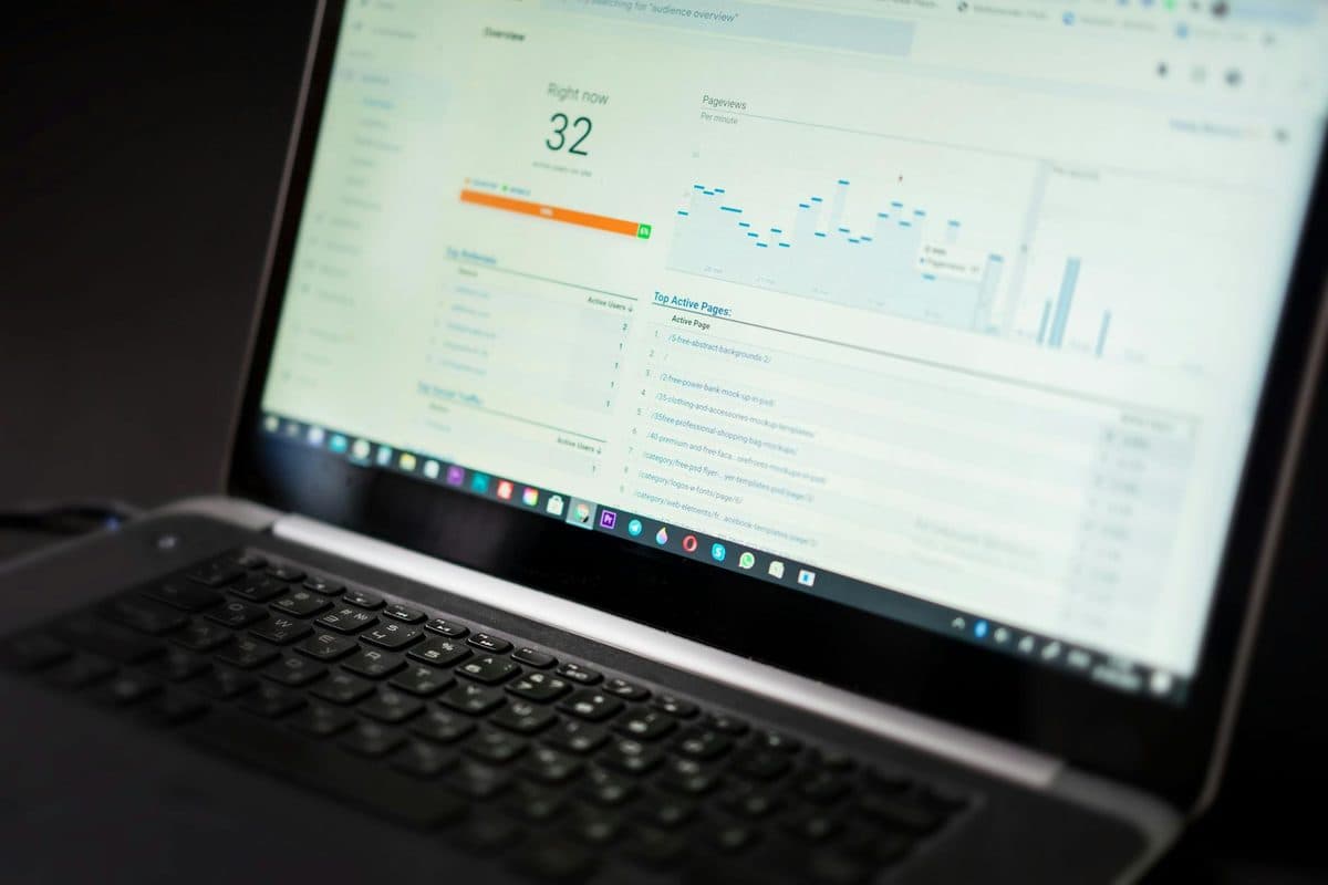 Analytics dashboard on computer screen showing search performance data