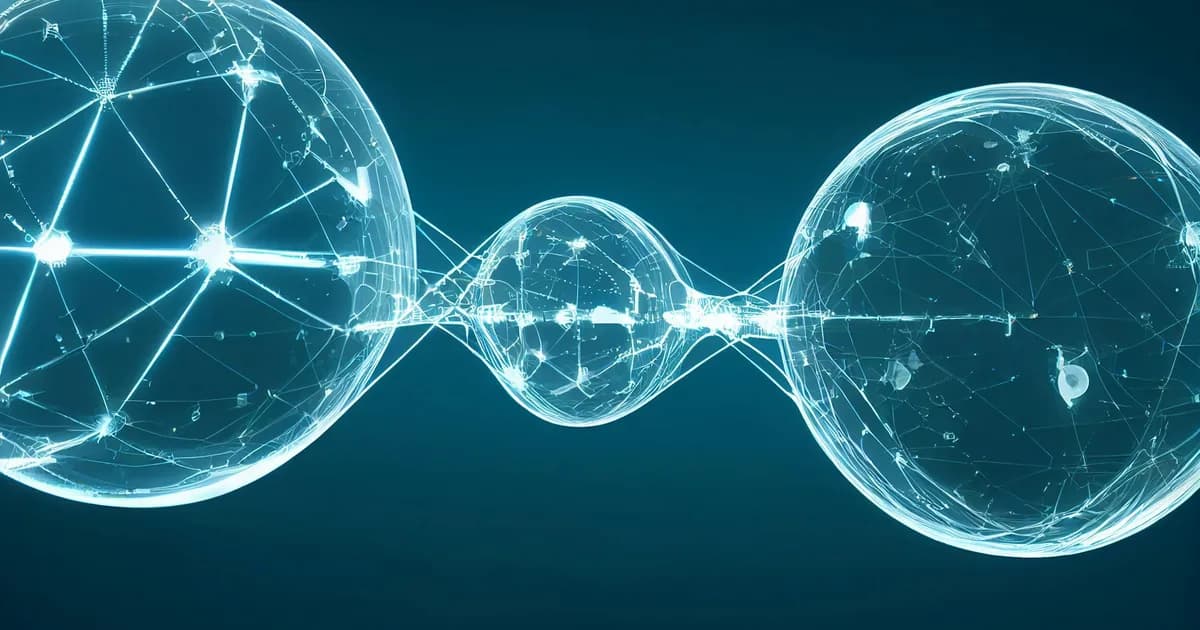 Modern digital spheres interconnected by glowing lines, showcasing a futuristic network concept.