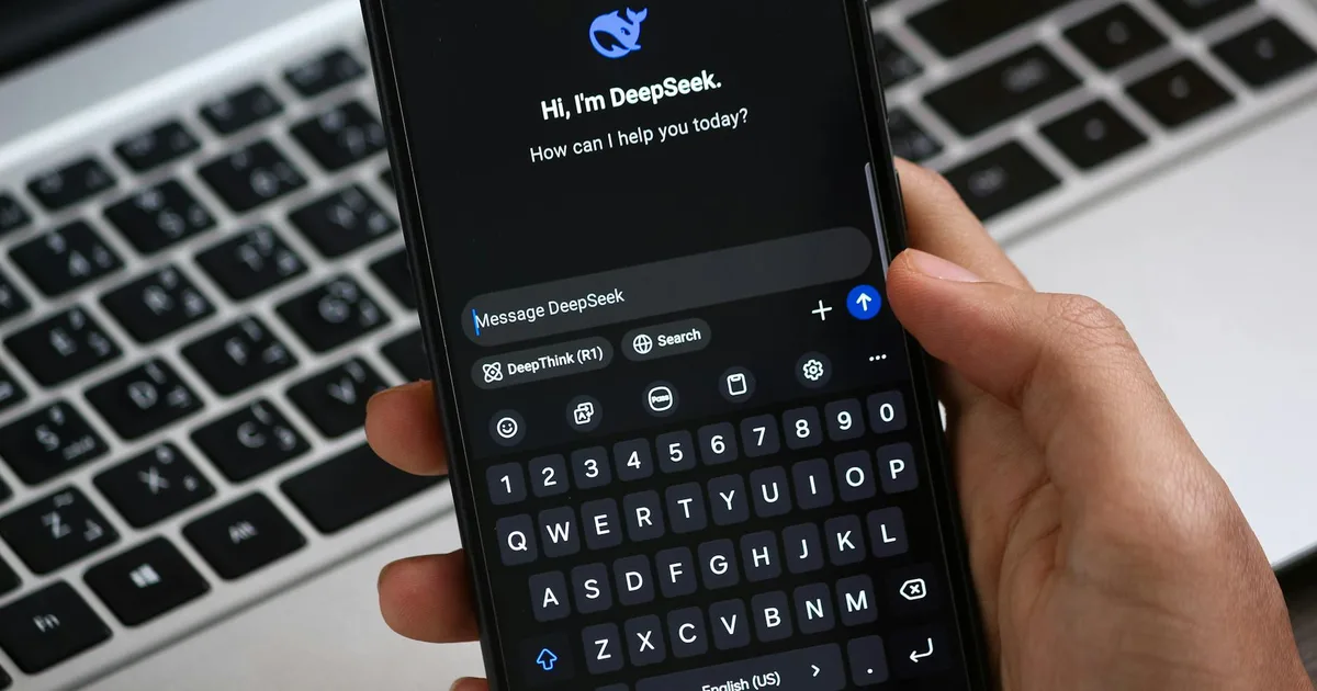 Close-up of a smartphone displaying an AI chat interface, ready for interaction.